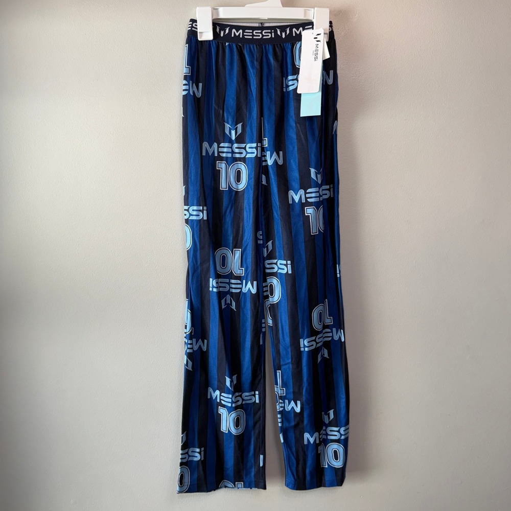 Messi Boys Striped Soccer Pajama Pants Size Youth Large 12/14 NWT